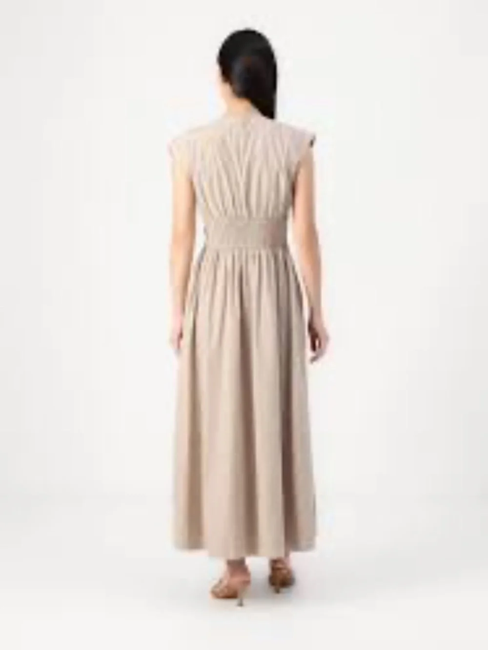 Abercrombie Tan Gingham Twist-Front Maxi Dress| S